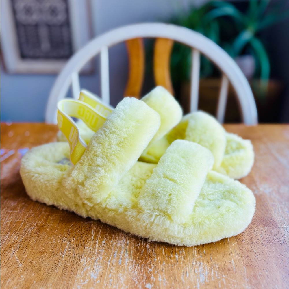 UGG Soft Yellow Fluffy Sandals